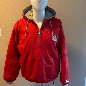 STARTER Red Mens Ohio‎ State hoodie Raincoat with Logo